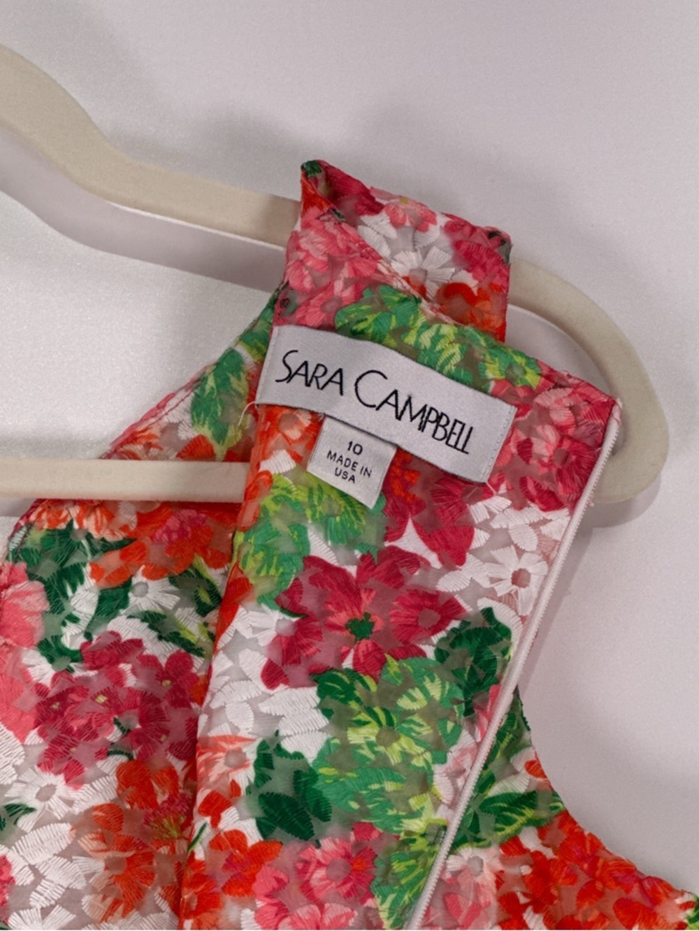 Sara Campbell Shift Dress Scalloped Sleeveless Floral Lace Pink Size 10 - Picture 6 of 13